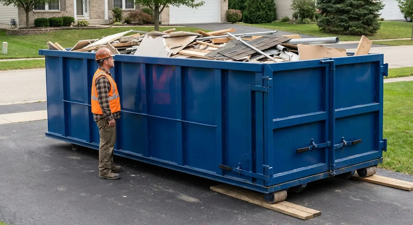 Dumpster loaded correctly to avoid overage fees in Garland, TX