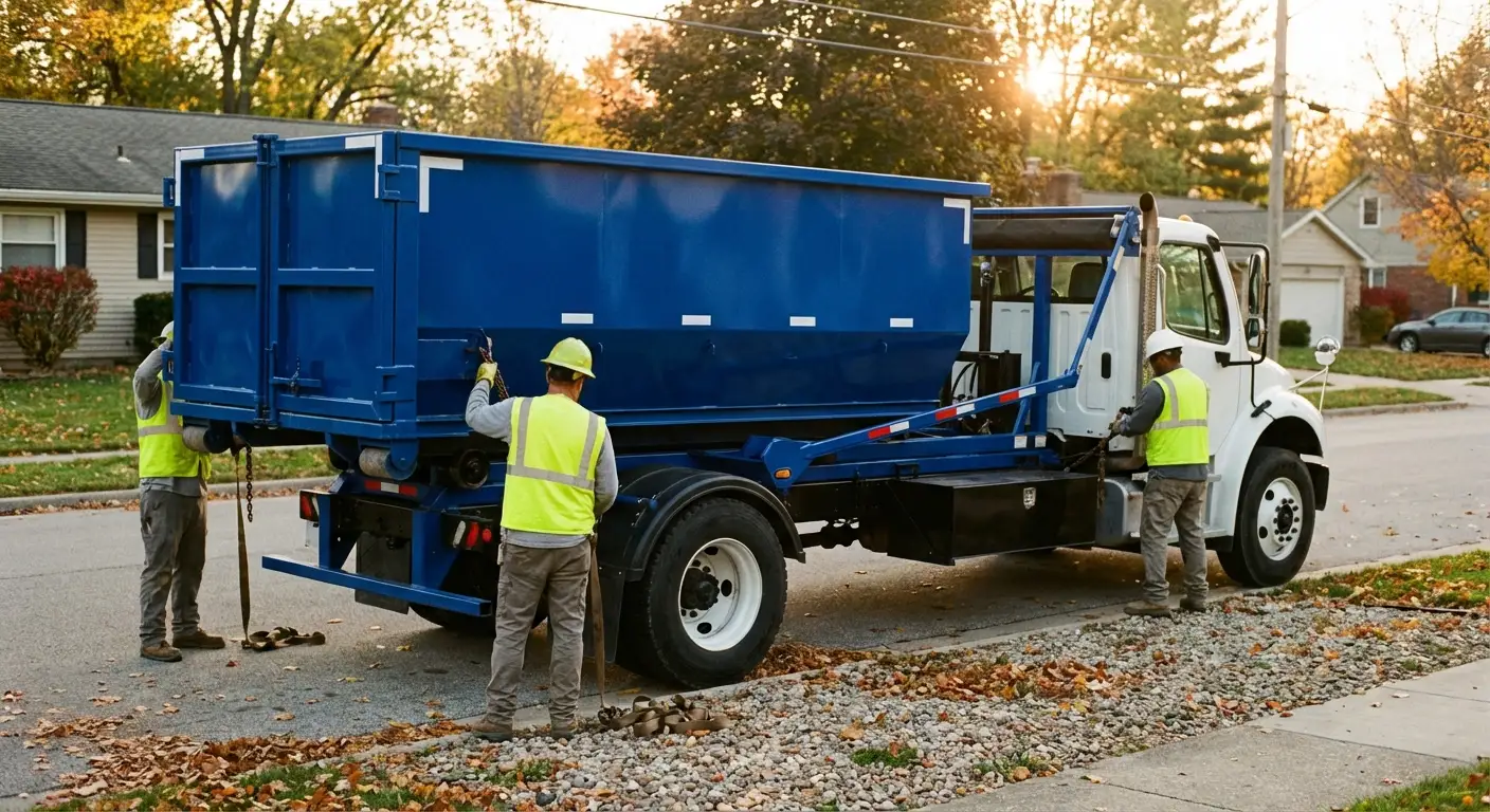 Roll-off dumpster delivery truck in Garland, TX