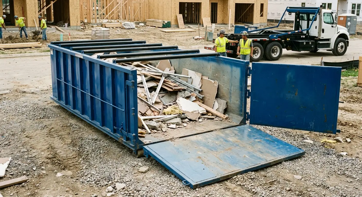 Dumpster with walk-in loading door in Garland, TX