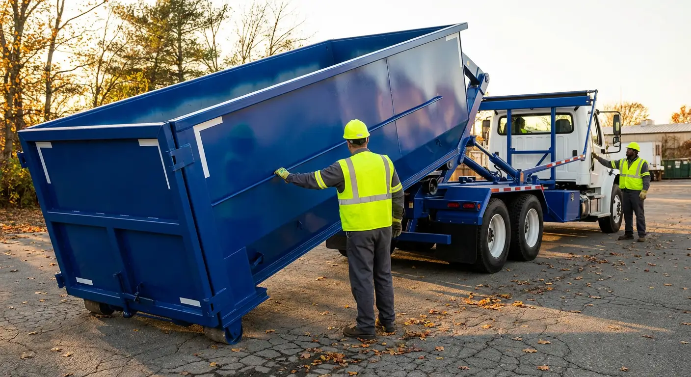Commercial roll-off dumpster delivery truck in Garland, TX